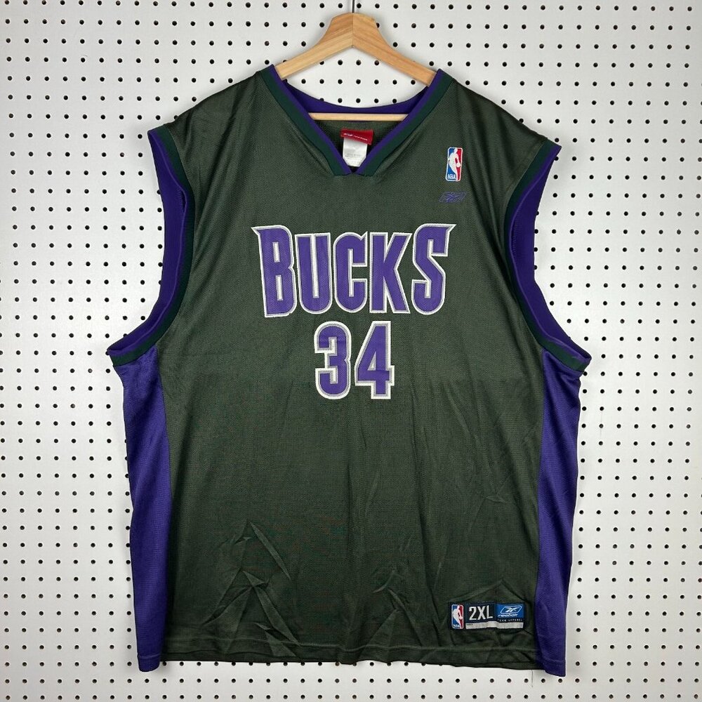 Ray Allen Milwaukee Bucks NBA Jersey 2XL Reebok Vintage 90s Green Alternate HOF
